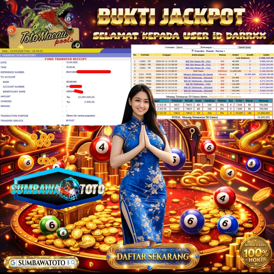 🔥🔥🔥SELAMAT BOSSQU JP DI TOTO MACAU🔥🔥🔥